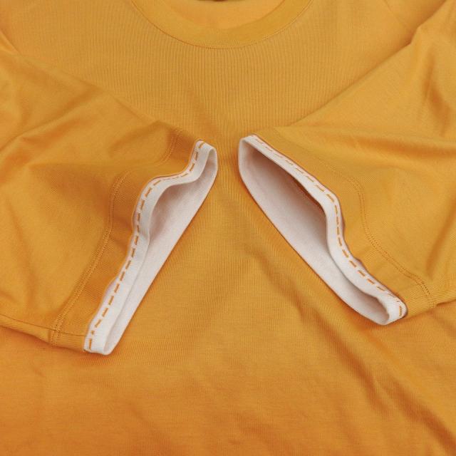 未使用品▲HERMES エルメス 23SS コットン100％ 袖切替デザイン クルーネック 半袖Ｔシャツ オレンジ M イタリア製 正規品 メンズ_3