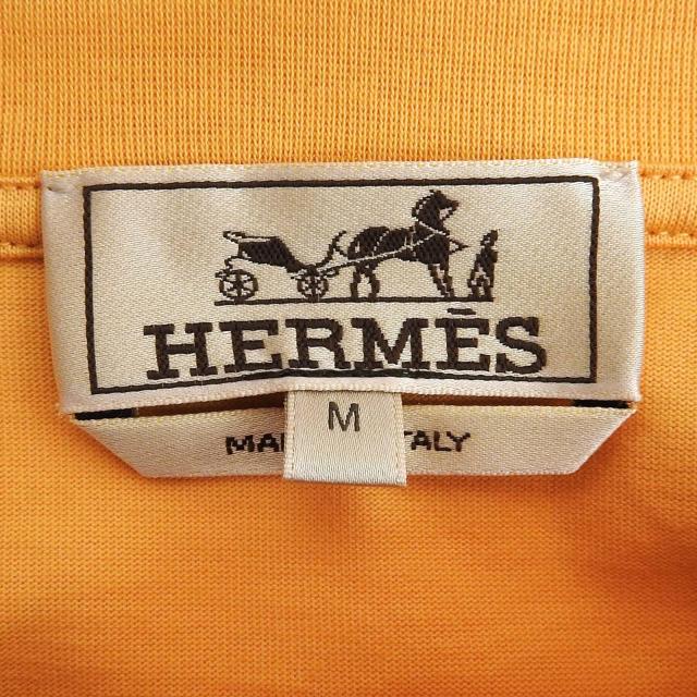 未使用品▲HERMES エルメス 23SS コットン100％ 袖切替デザイン クルーネック 半袖Ｔシャツ オレンジ M イタリア製 正規品 メンズ_4