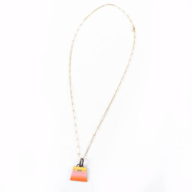 極美品☆HERMES エルメス マロキニエGM フュージョンケリー バッファローホーン ネックレス ゴールド オレンジ系 仏製 箱・保存袋付き_2