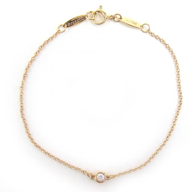 極美品△TIFFANY&amp;Co. ティファニー バイザヤード 1Pダイヤモンド 0.05ct ブレスレット 750(PG) ピンクゴールド 重量1.22g レディース