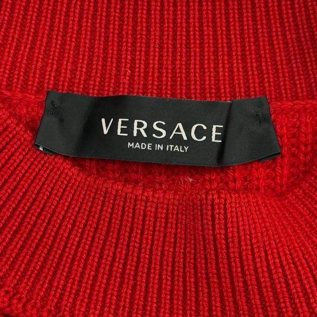 極美品▼VERSACE ヴェルサーチ 2021年製 1002167 ウール100% プルオーバー ローゲージニット セーター レッド 46 伊製 正規品 メンズ_5