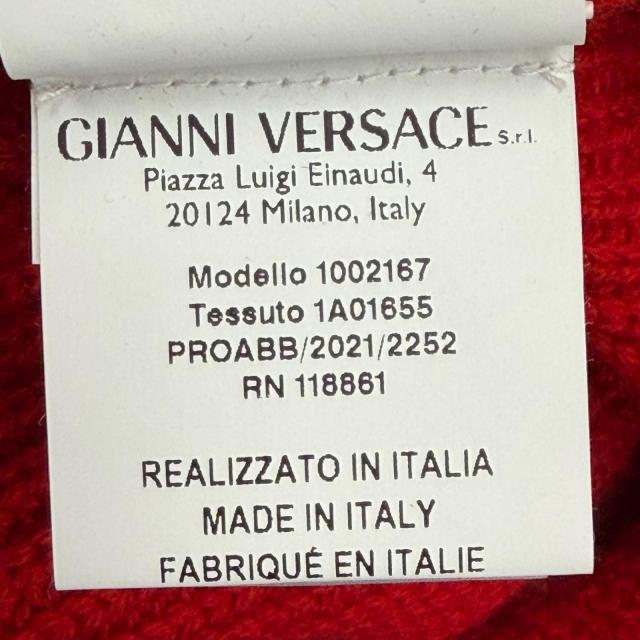 極美品▼VERSACE ヴェルサーチ 2021年製 1002167 ウール100% プルオーバー ローゲージニット セーター レッド 46 伊製 正規品 メンズ_7