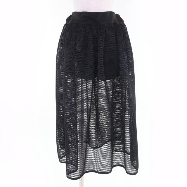 極美品☆Christian Dior クリスチャンディオール 21SS 117J36A8053 ウエストロゴ メッシュデザイン スカート ブラック 42 伊製 正規品