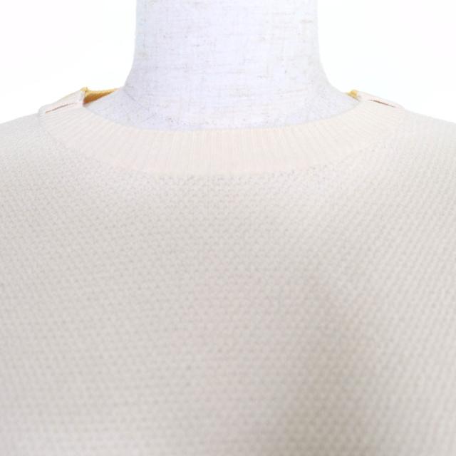 極美品☆LOEWE ロエベ S359Y14K35 ウール コットン アナグラム刺繍 長袖 ニット トップス アイボリー XS イタリア製 正規品 レディース