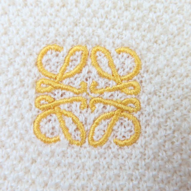 極美品☆LOEWE ロエベ S359Y14K35 ウール コットン アナグラム刺繍 長袖 ニット トップス アイボリー XS イタリア製 正規品 レディース
