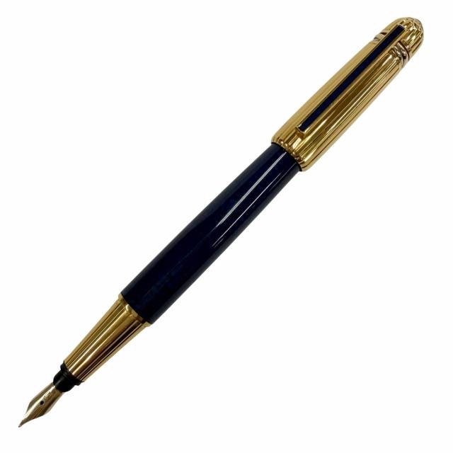 美品▼Cartier カルティエ ヴィンテージ パシャ ドゥ カルティエ 18K ブルージェムストーン Fニブ マーブル柄 万年筆 ネイビー ゴールド