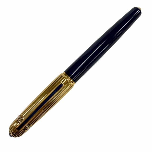 美品▼Cartier カルティエ ヴィンテージ パシャ ドゥ カルティエ 18K ブルージェムストーン Fニブ マーブル柄 万年筆 ネイビー ゴールド_1