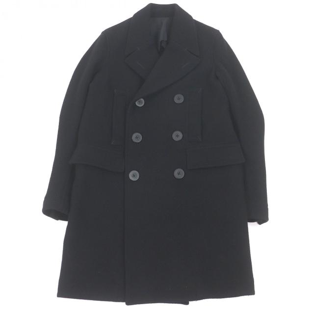 美品□Rick Owens リックオウエンス 15-16AW RR15F7900-N バージンウール ダブルブレスト チェスターコート 黒 46 イタリア製 正規品 43,560円