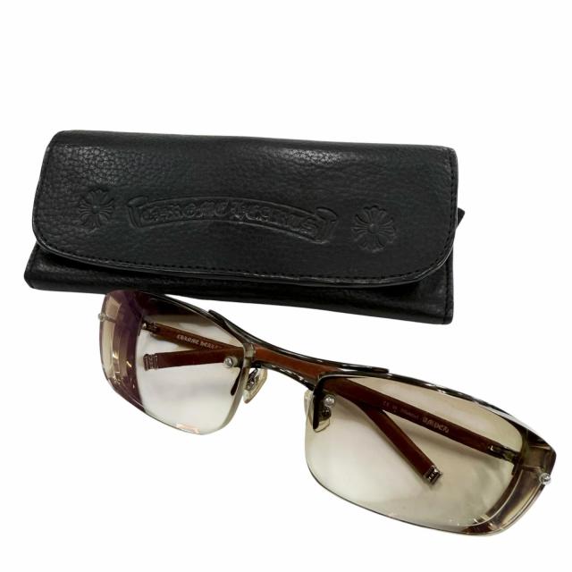 良品▼CHROME HEARTS クロムハーツ AMPED レザー 925 ツーブリッジ グラデーションレンズ アイウェア サングラス 度入り ケース付き_1