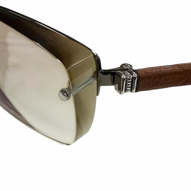 良品▼CHROME HEARTS クロムハーツ AMPED レザー 925 ツーブリッジ グラデーションレンズ アイウェア サングラス 度入り ケース付き_7