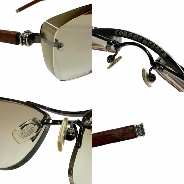 良品▼CHROME HEARTS クロムハーツ AMPED レザー 925 ツーブリッジ グラデーションレンズ アイウェア サングラス 度入り ケース付き_8