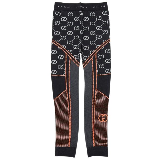 未使用品▲GUCCI グッチ 689203 GGジャカード ジャージー スパッツ ジョギングパンツ ブラック オレンジ M イタリア製 正規品 レディース 28,875円