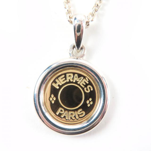 美品☆HERMES エルメス AG925 750 セリエ金具 コンビ ネックレス ペンダント シルバー イエローゴールド 重量11.6g レディース