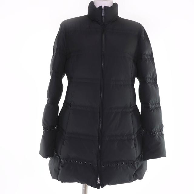 美品☆Salvatore Ferragamo サルヴァトーレフェラガモ ガンチーニ金具 ZIP UP ダウンコート ブラック 40 イタリア製 正規品 レディース