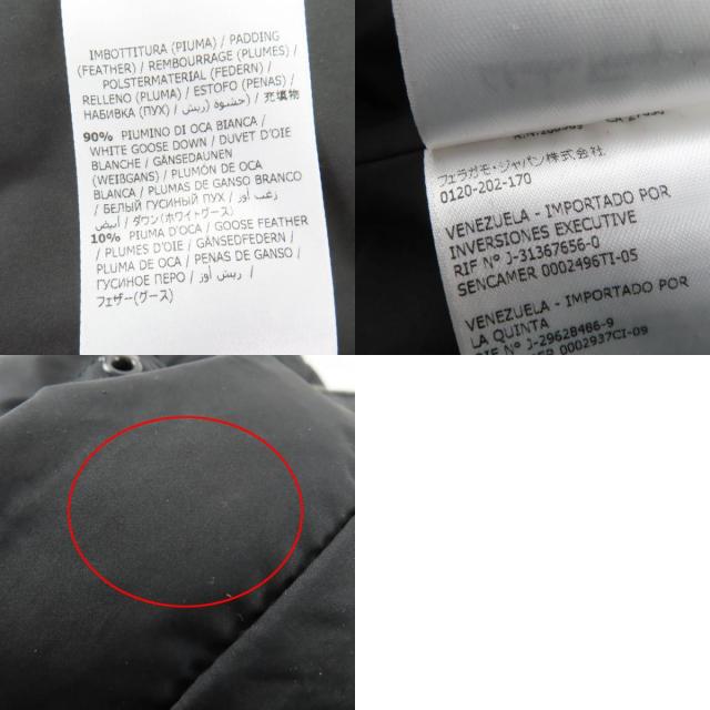 美品☆Salvatore Ferragamo サルヴァトーレフェラガモ ガンチーニ金具 ZIP UP ダウンコート ブラック 40 イタリア製 正規品 レディース_9