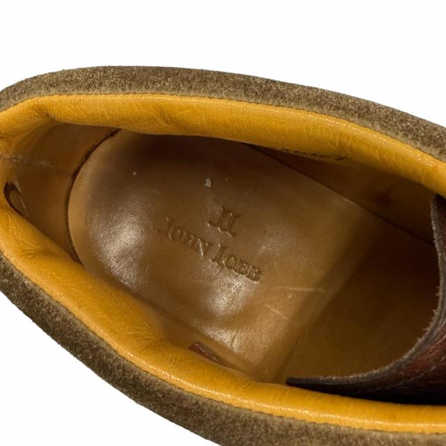 良品▼John Lobb ジョンロブ KELSO ケルソ レザー シボ革 アシュビーソール レースアップ チャッカブーツ アンクルブーツ ブラウン 7_5