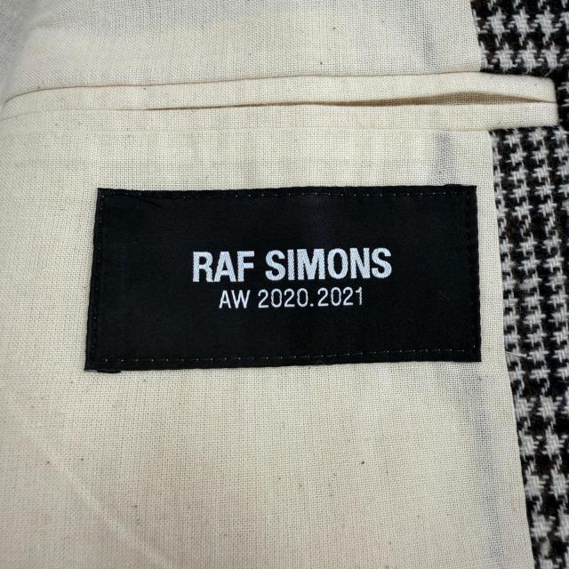 極美品▼RAF SIMONS ラフシモンズ 20AW 25008-09913 グレンチェック ロゴ入りボタン シングルチェスターコート ブラウン ブラック 46_7