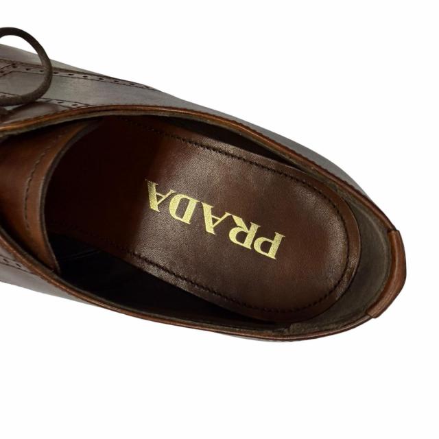 未使用品▼PRADA プラダ 2EB138 パンチング メダリオン レザーシューズ ブラウン 5 (24.0〜24.5cm) 箱・保存袋付き イタリア製 メンズ_6