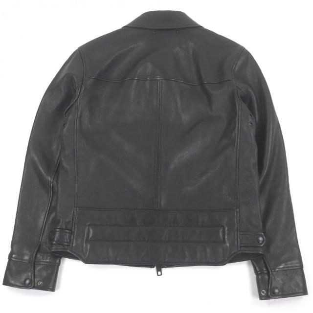 美品□COACH コーチ 羊革 ダブルジップ 中綿入り シングルライダース レザージャケット バイカージャケット ブラック S 正規品 メンズ_3