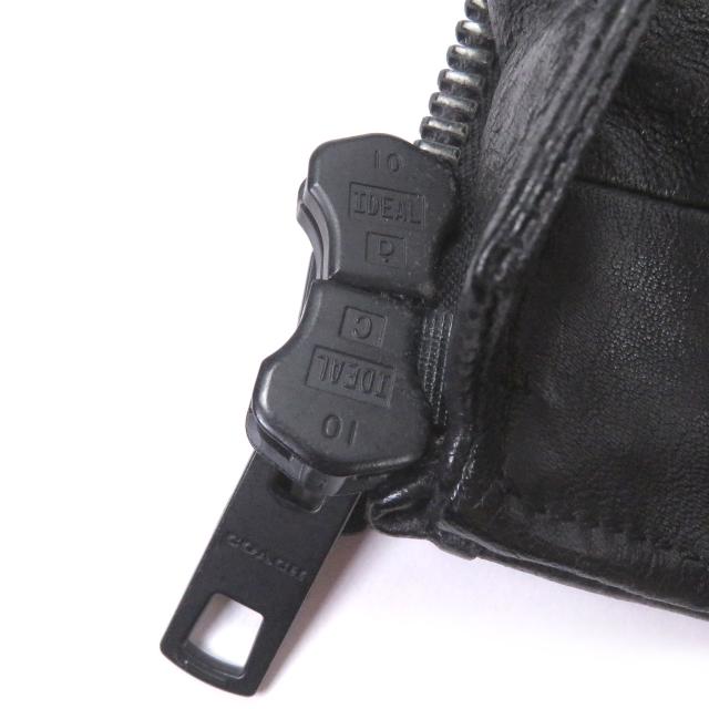 美品□COACH コーチ 羊革 ダブルジップ 中綿入り シングルライダース レザージャケット バイカージャケット ブラック S 正規品 メンズ_4
