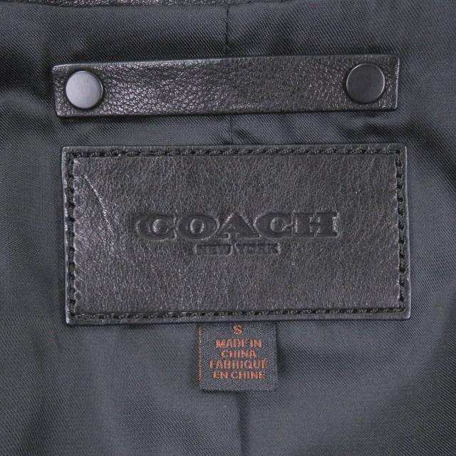 美品□COACH コーチ 羊革 ダブルジップ 中綿入り シングルライダース レザージャケット バイカージャケット ブラック S 正規品 メンズ_5