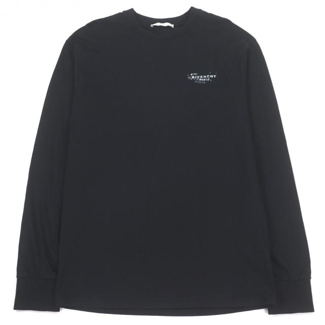 極美品□GIVENCHY ジバンシィ BM71MH3YSA コットン ロゴプリント 長袖Ｔシャツ ロングスリーブTシャツ ブラック XS 正規品