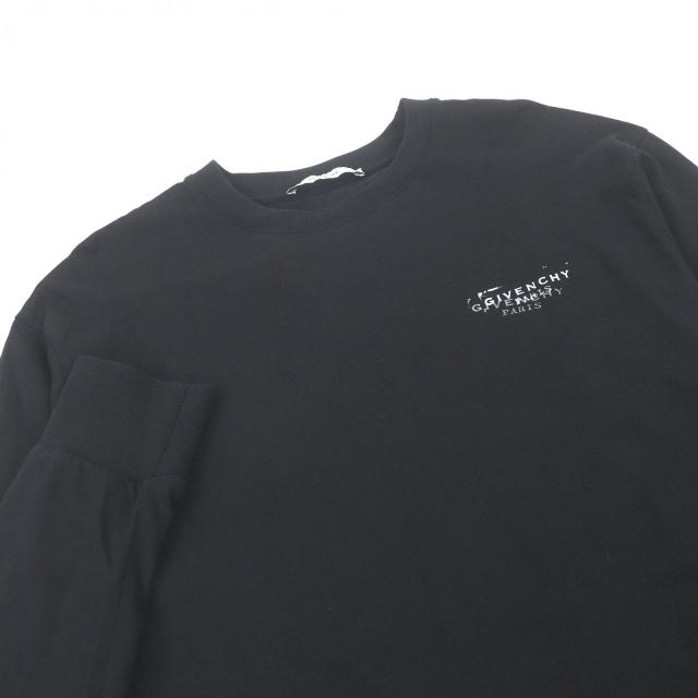 極美品□GIVENCHY ジバンシィ BM71MH3YSA コットン ロゴプリント 長袖Ｔシャツ ロングスリーブTシャツ ブラック XS 正規品_1