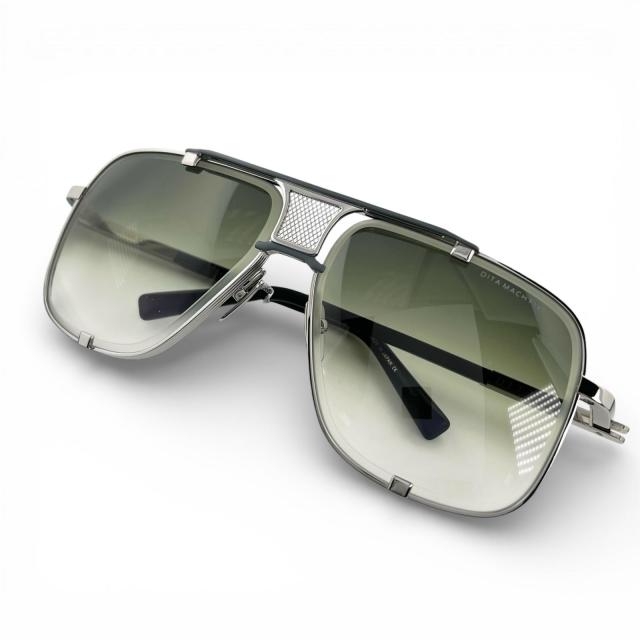 極美品▲DITA ディータ DRX2087 MACH-FIVE チタン Limited Edition ツーブリッジ サングラス シルバー 64□14 127 日本製