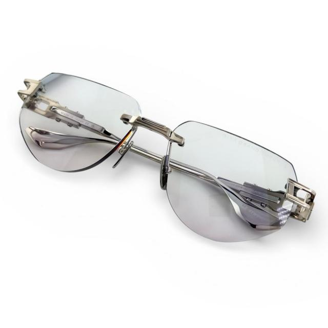 極美品▲DITA ディータ DTX164 GRAND IMPERYN ツーポイント リムレス サングラス シルバー クリアブルー 56□17 137