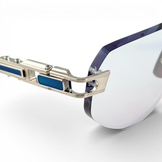 極美品▲DITA ディータ DTX164 GRAND IMPERYN ツーポイント リムレス サングラス シルバー クリアブルー 56□17 137_4