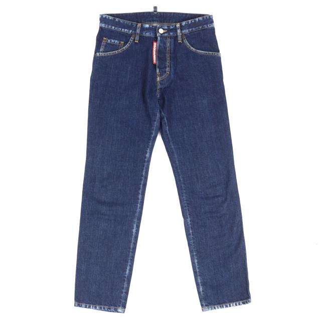 【ドンドン見直し】美品△DSQUARED2 ディースクエアード S74LB0577 RUN DAN JEAN ロゴレザー ボタンフライ デニムパンツ 44 正規品
