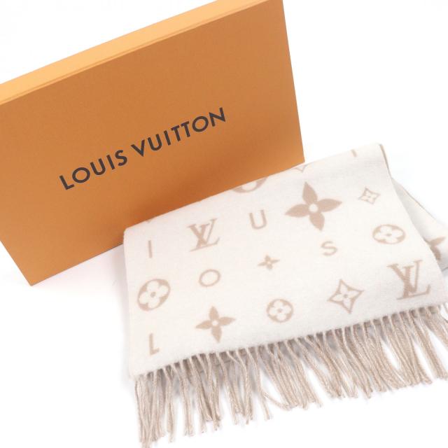 極美品□LOUIS VUITTON ルイヴィトン 2025年製 M97660 マフラー・レイキャビック クラウド カシミヤ100％ ベージュ イタリア製 正規品_1