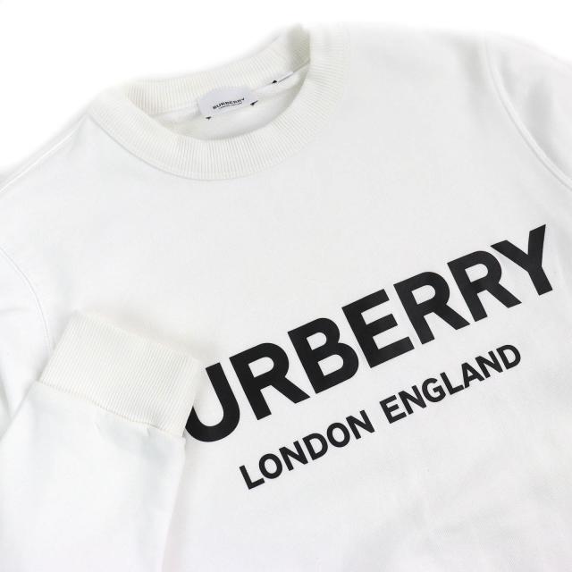 【ドンドン見直し】美品△BURBERRY バーバリー 8011443 コットン100% ティッシ期 ロゴプリント スウェット トレーナー ホワイト M 正規品