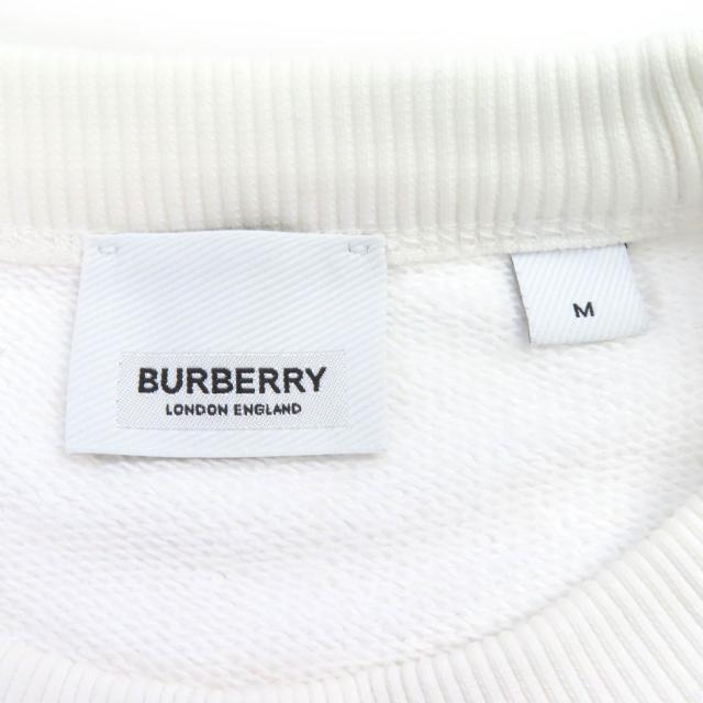 【ドンドン見直し】美品△BURBERRY バーバリー 8011443 コットン100% ティッシ期 ロゴプリント スウェット トレーナー ホワイト M 正規品