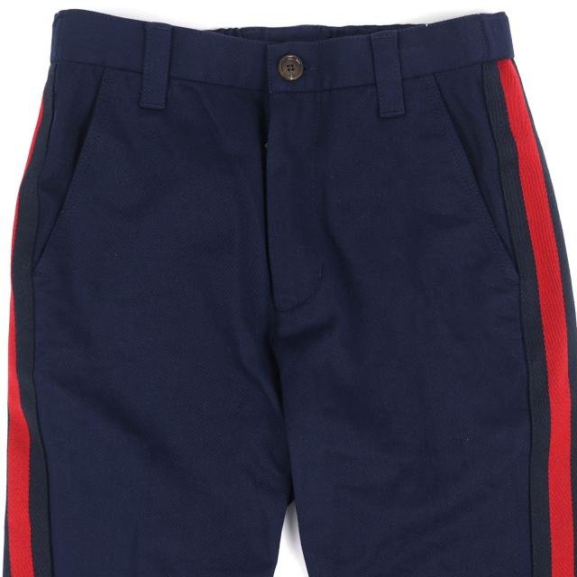 【ドンドン見直し】美品△GUCCI グッチ 696755 コットン100％ ロゴワッペン ウェブライントラックパンツ ネイビー レッド 44 正規品_2