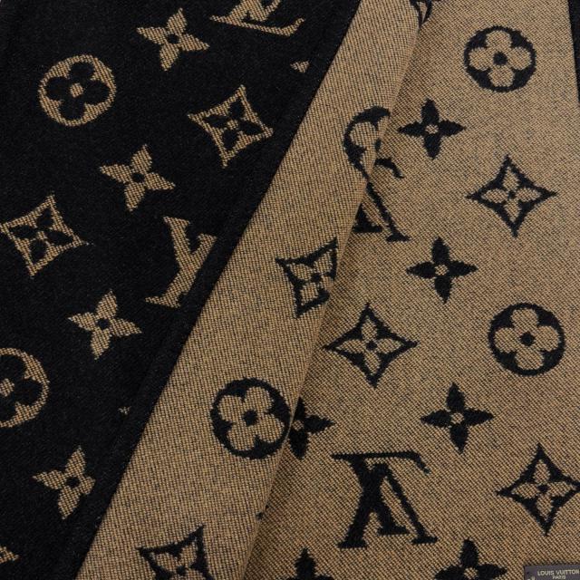 美品◇LOUIS VUITTON ルイヴィトン カシミヤ ウール モノグラム ブランケット ブラック ブラウン スコットランド製 正規品 レディース_2