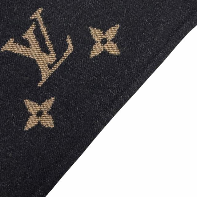 美品◇LOUIS VUITTON ルイヴィトン カシミヤ ウール モノグラム ブランケット ブラック ブラウン スコットランド製 正規品 レディース_3