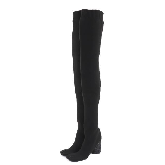 未当てはめる品☆Maison Margiela 22 メゾンマルジェラ22 S58WW0082 Tabi タビ ニーハイブーツ 黒いこと 37.5 イタリア製 箱・保護すること袋付き添い人