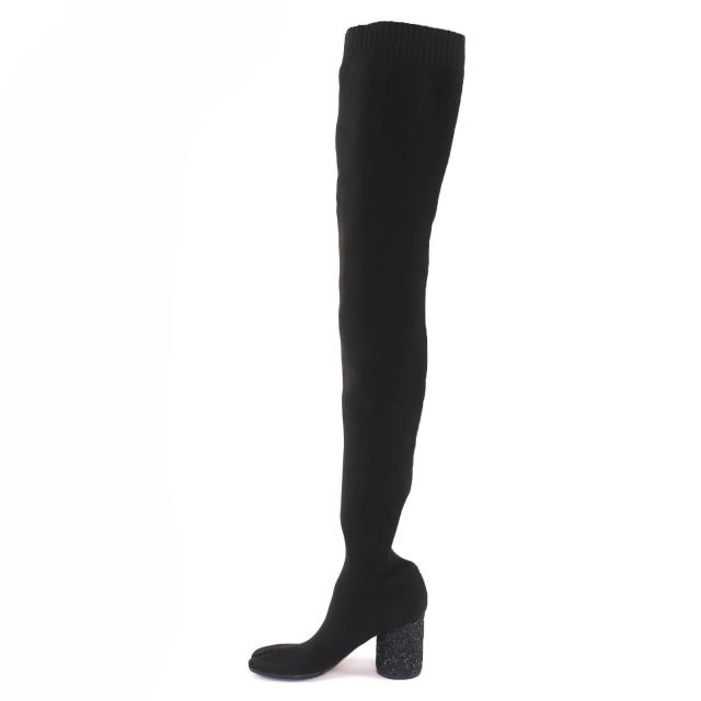未当てはめる品☆Maison Margiela 22 メゾンマルジェラ22 S58WW0082 Tabi タビ ニーハイブーツ 黒いこと 37.5 イタリア製 箱・保護すること袋付き添い人
