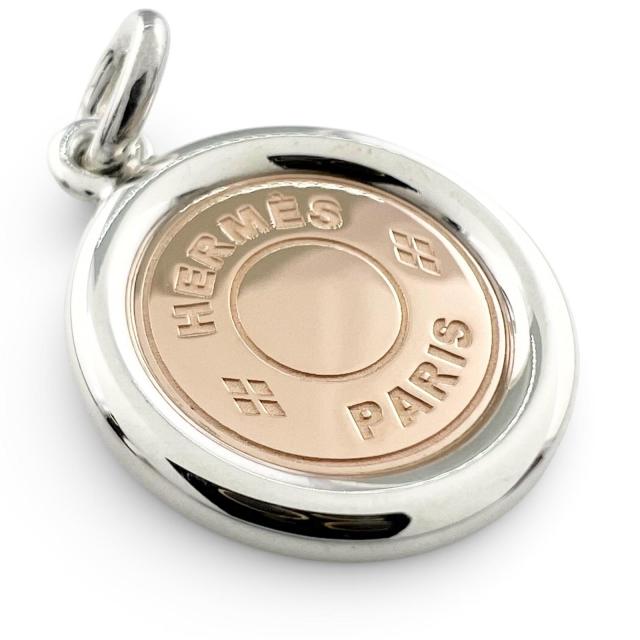 極美品▲HERMES エルメス AG925 AU750 セリエ コンビ ペンダントトップ ネックレストップ シルバー ゴールド 重量6.6g レディース_2