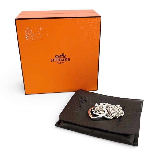 美品▲HERMES エルメス クルードフォルジュ ハート ネックレス ペンダント AG925 シルバー 保存袋・ケース付き 重量10g レディース_1