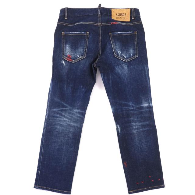 美品◇DSQUARED2 ディースクエアード 23AW S75LB0830 レザーパッチ付き コットン デニムパンツ インディゴブルー 36 イタリア製 正規品_1