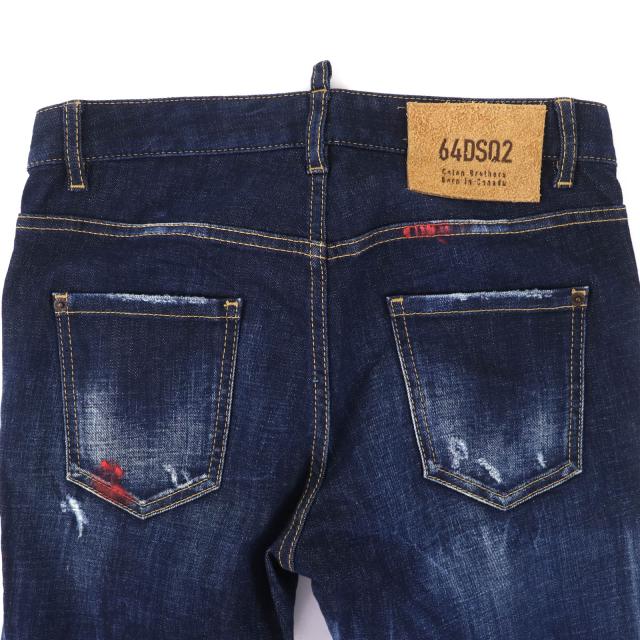 美品◇DSQUARED2 ディースクエアード 23AW S75LB0830 レザーパッチ付き コットン デニムパンツ インディゴブルー 36 イタリア製 正規品_3