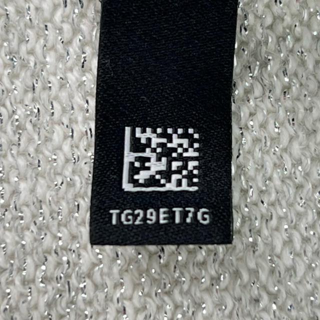 極美品▲CHANEL シャネル カシミヤ スパンコール装飾 ロゴデザイン ラメ ストール マフラー ホワイト イタリア製 レディース_6