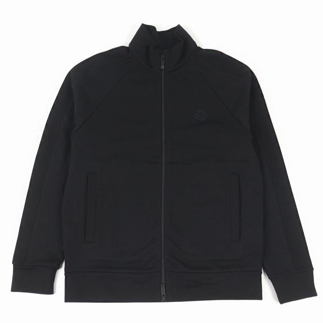 美品○MONCLER モンクレール 2024年製 ZIP UP CARDIGAN ロゴワッペン付き ダブルジップ トラックジャケット ブラック M 正規品 メンズ
