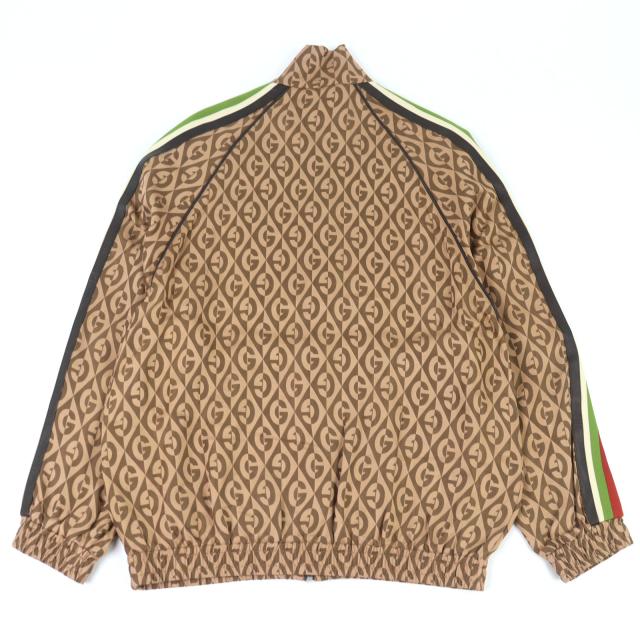 美品○GUCCI グッチ 587358 Gランバス サイドライン レザー使い トラックジャケット ブラウン系 S イタリア製 正規品 メンズ_3
