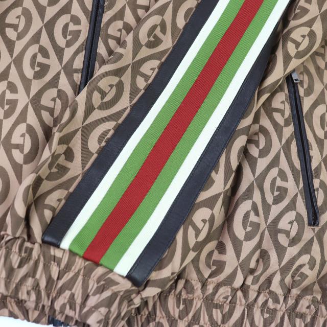 美品○GUCCI グッチ 587358 Gランバス サイドライン レザー使い トラックジャケット ブラウン系 S イタリア製 正規品 メンズ_7