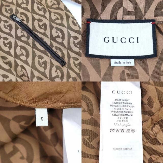美品○GUCCI グッチ 587358 Gランバス サイドライン レザー使い トラックジャケット ブラウン系 S イタリア製 正規品 メンズ_8