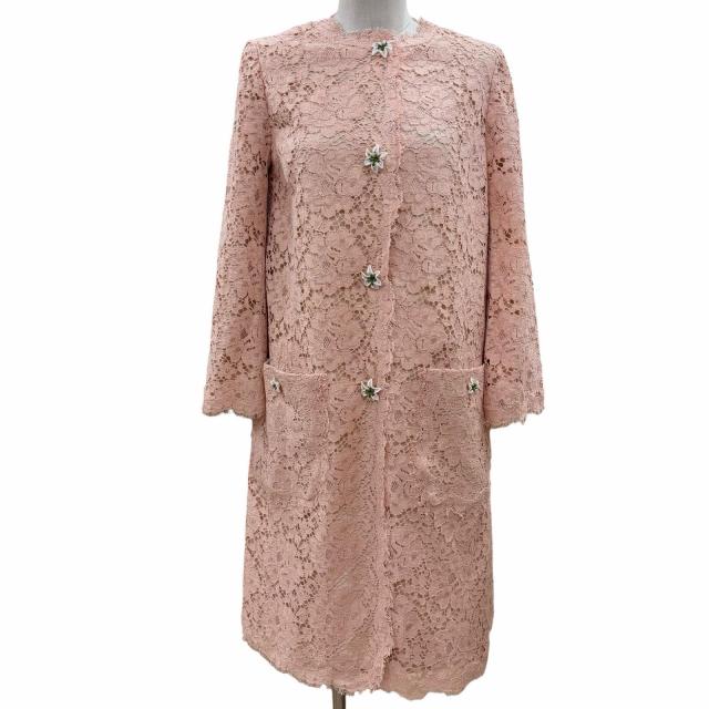 【ドンドン見直し】未使用品◇DOLCE&GABBANA ドルチェ＆ガッバーナ 総レース 花ボタン 薄手 ノーカラー コート 36 正規品