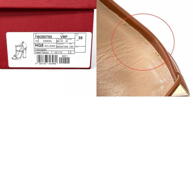極美品★Valentino Garavani ヴァレンティノガラヴァーニ TW2S0T65 ロックスタッズ ストラップ レザー サンダル 35 箱・保存袋付_9